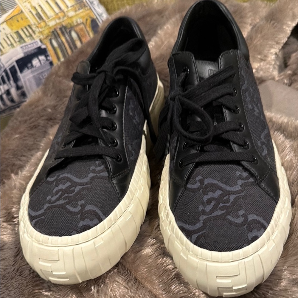 Fendi Black and Cream Athletic Shoes